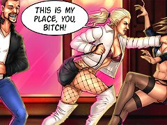 Nasty cartoon sluts fighting for a huge hard cock and the right to fuck it