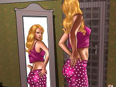 Taylor Swift nude. Half-naked young woman look at the looking glass and dream about wild banging with significant black schlong