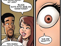 Lovely booty whore face fucked hard in John Persons comics porn interracial gang bang orgy
